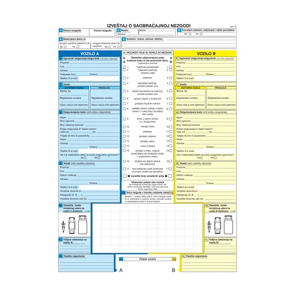 Evropski izveštaj o saobraćajnoj nezgodi
